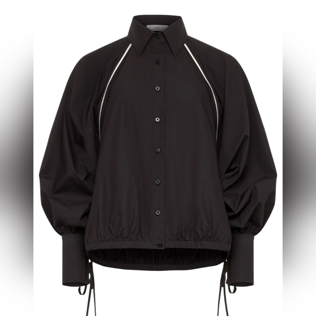 Fe Noel Statement Sleeve Poet Shirt Black Xs Japanese Cotton Sculptural Back